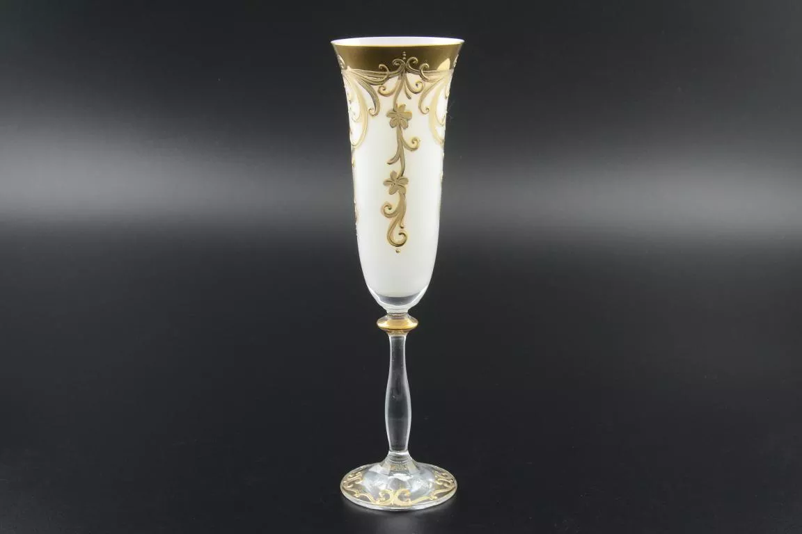 Фото Набор фужеров для шампанского 190 мл "Белый золотой цветок" E-V