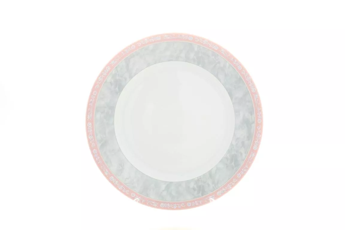 Фото Блюдо круглое 30 см Яна Серый мрамор с розовым кантом