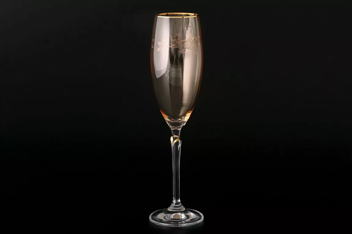 Фото Набор фужеров для шампанского 220 мл Lilly желтые (6 шт) Кристалекс