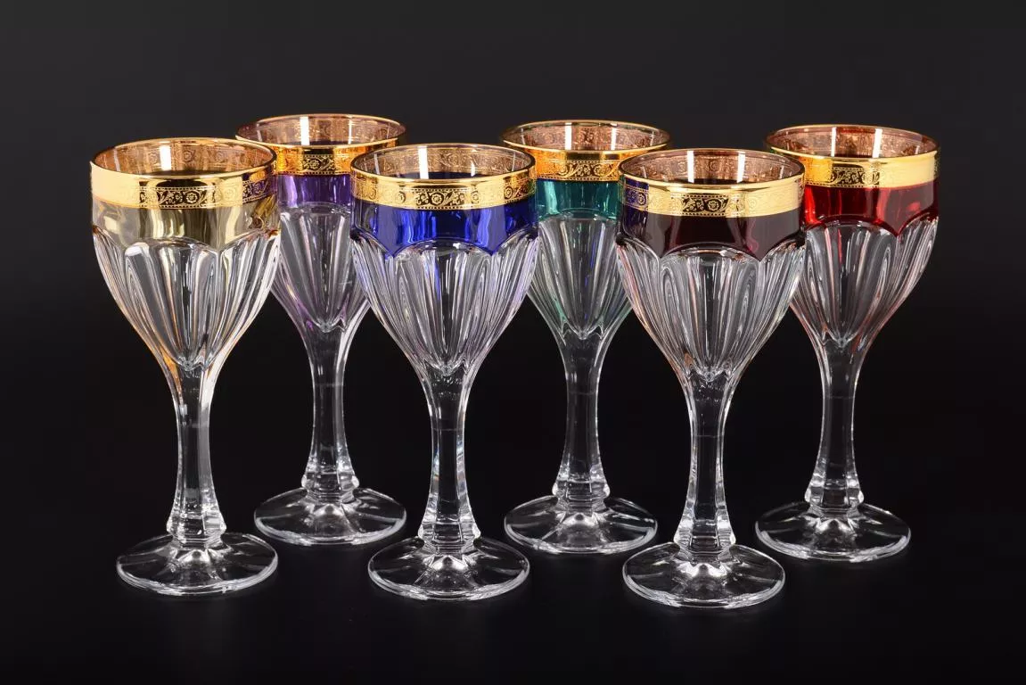 Фото Набор бокалов для вина 190 мл Сафари Арлекино Bohemia Gold