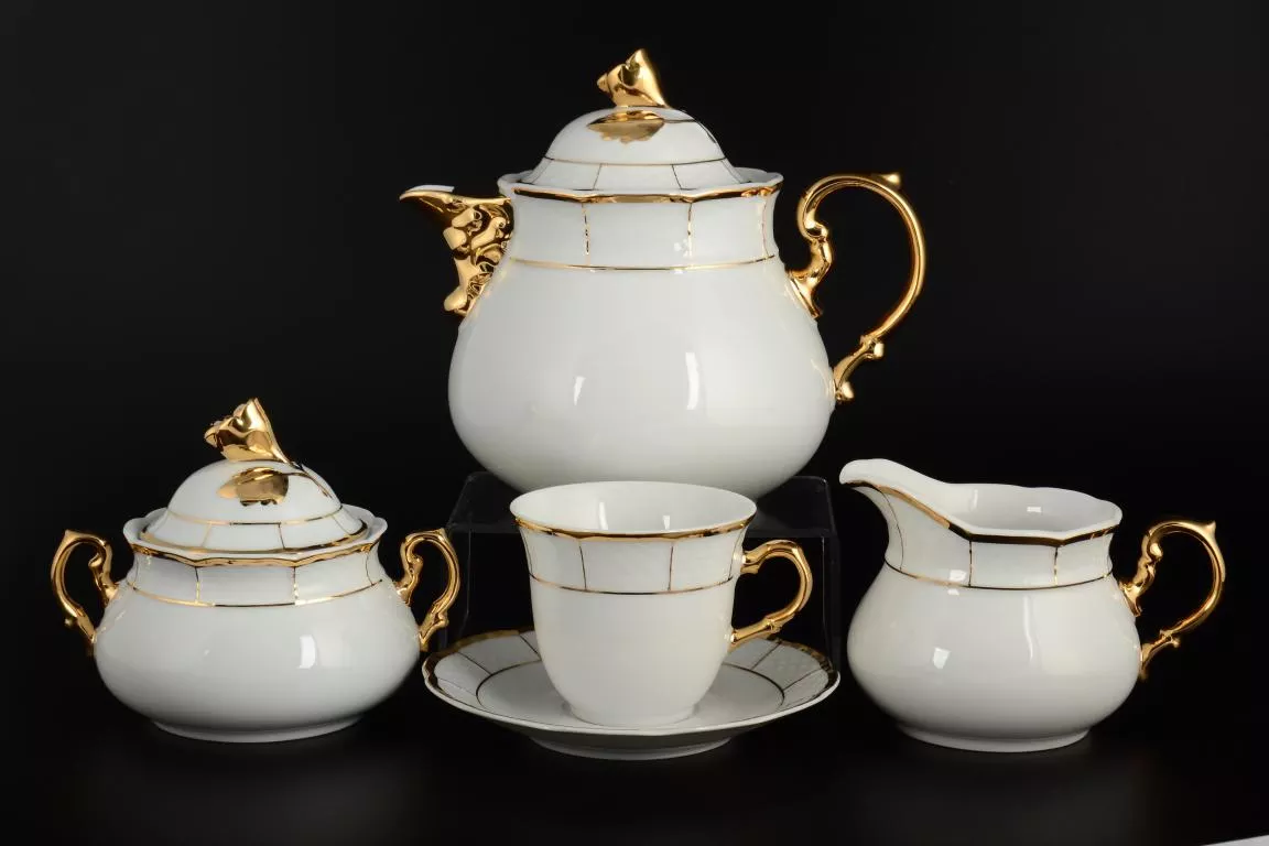 Фото Чайный сервиз на 6 персон 17 предметов Менуэт Обводка золото