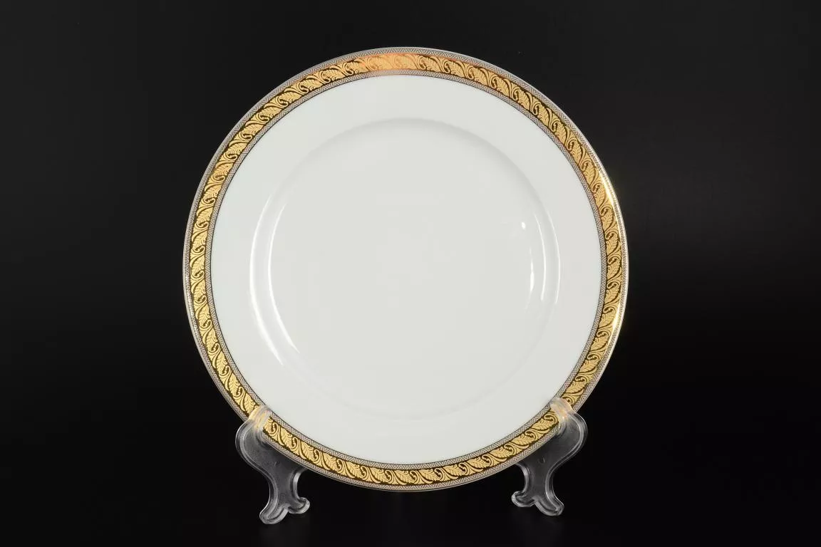 Фото Набор тарелок 25 см Кристина Платиновая золотая лента (6 шт)