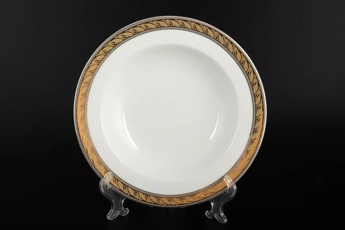 Фото Набор тарелок глубоких 22 см Кристина Платиновая золотая лента (6 шт)