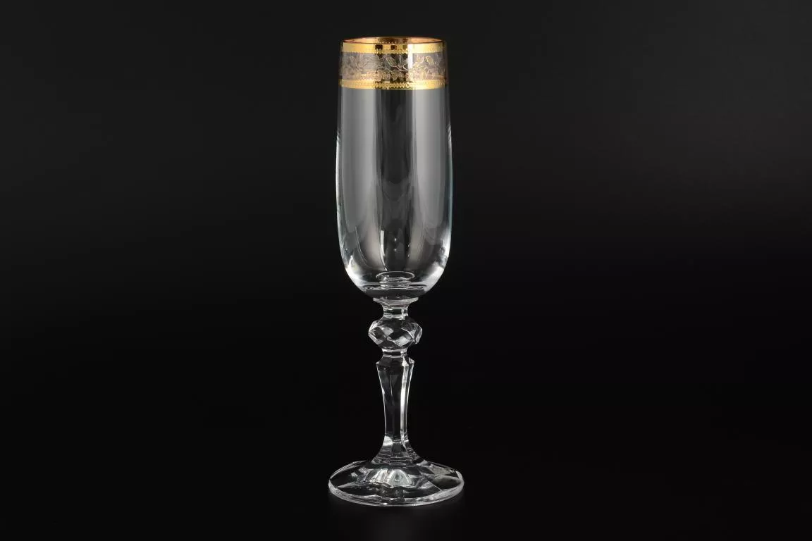 Фото Набор фужеров для шампанского 180 мл Золотой лист Mirel (6 шт)