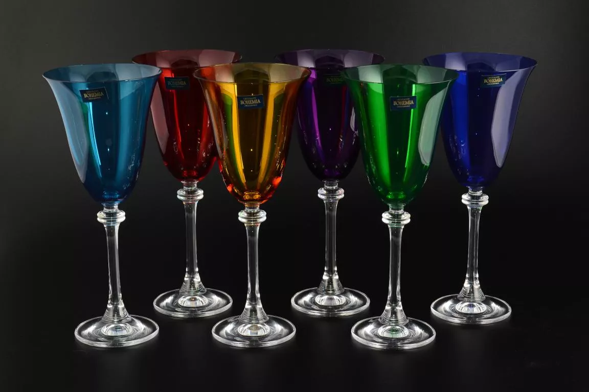 Фото Набор бокалов для вина 250 мл Asio/Alexandra цветные (6 шт)