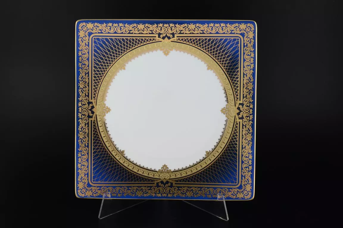 Фото Набор тарелок 27 см квадратные Elegance Blueshadow Gold (6 шт)