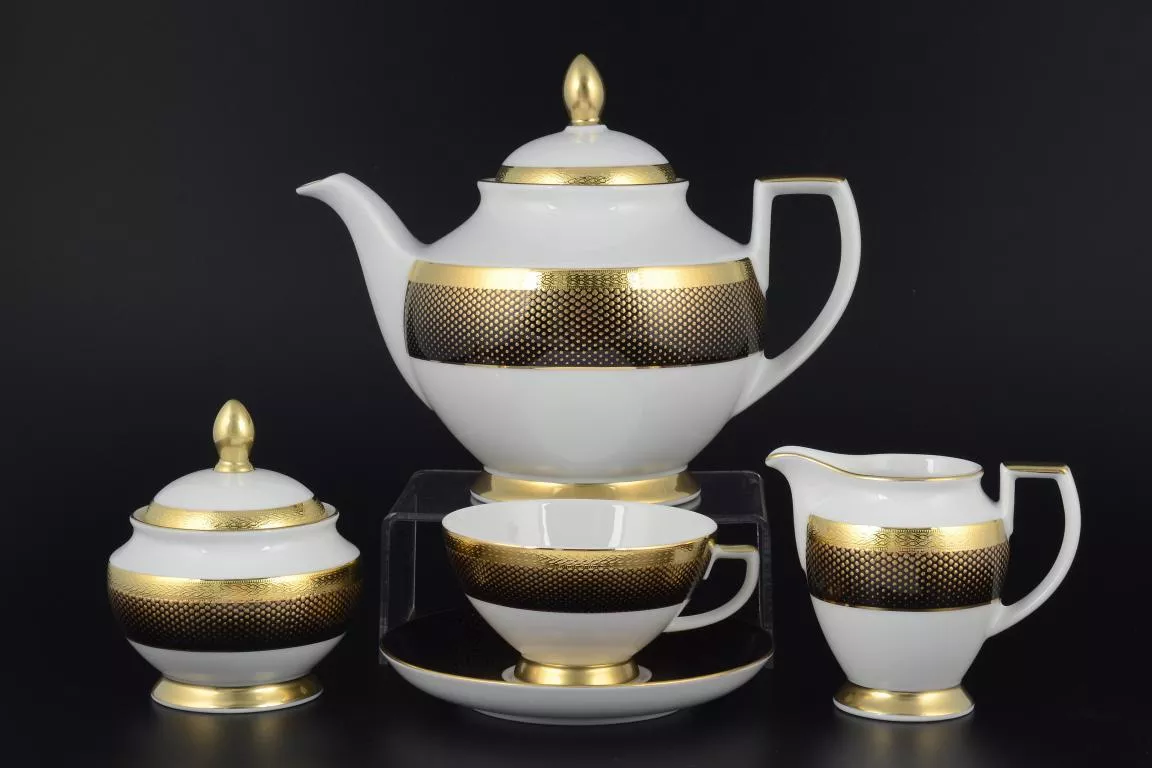 Фото Чайный сервиз на 6 персон 17 предметов Rio black gold