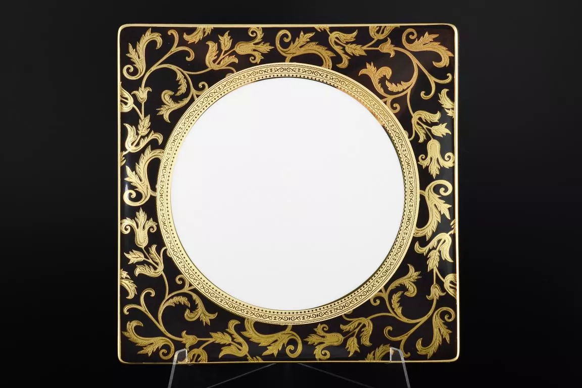 Фото Набор тарелок 27 см квадрат Tosca Black Gold