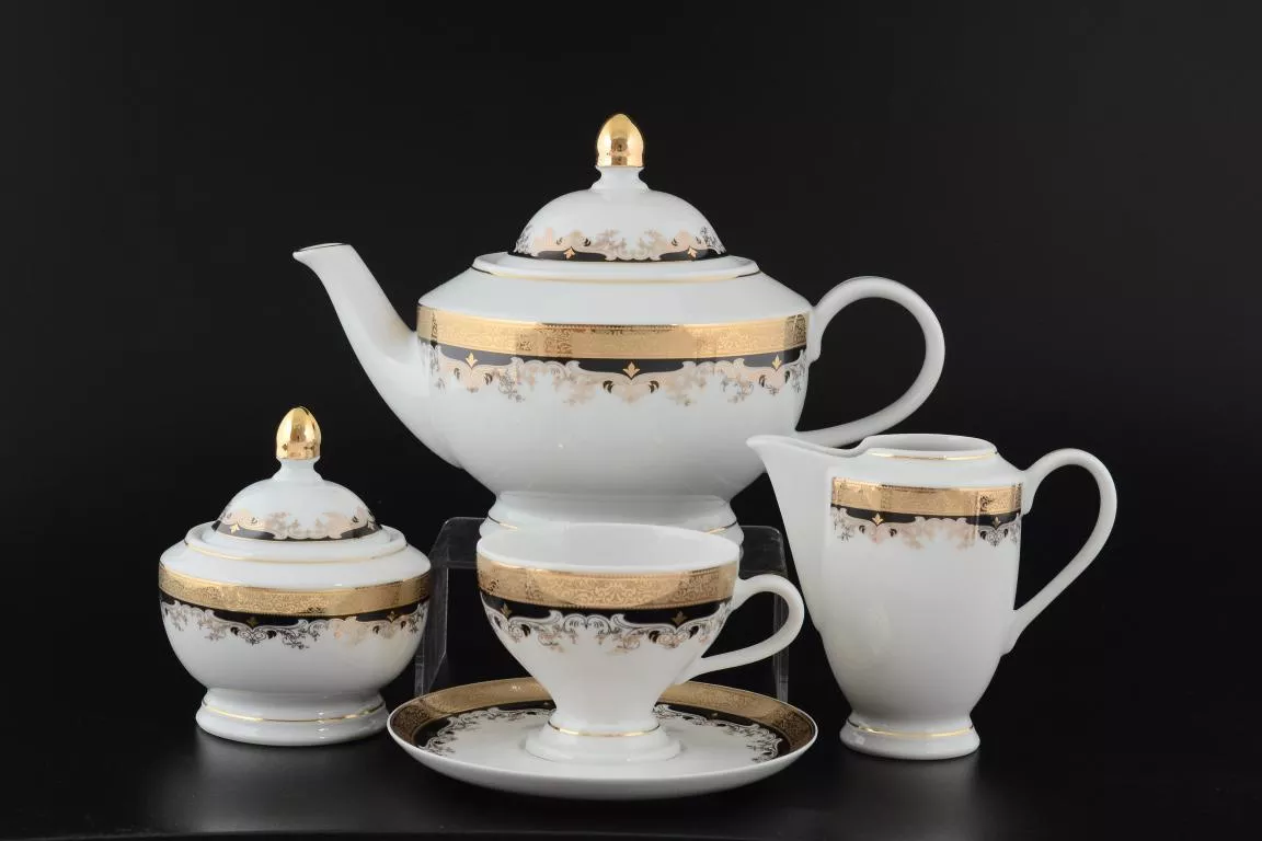 Фото Чайный сервиз на 6 персон 17 предметов Кристина Черная Лилия
