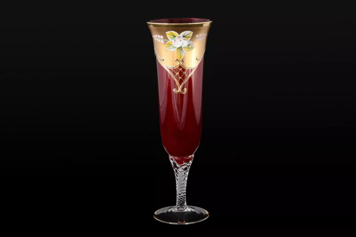 Фото Набор фужеров для шампанского 190 мл Лепка красная U-R (6 шт)