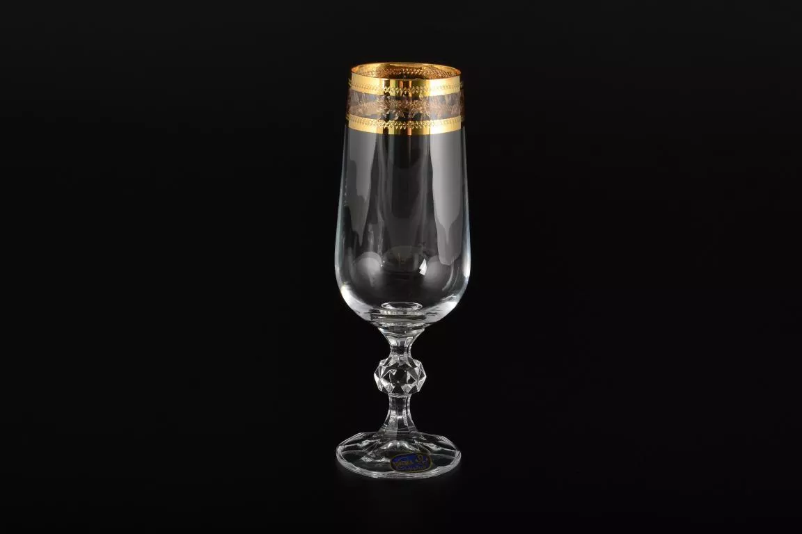 Фото Набор фужеров для шампанского 180 мл Клаудия Золотой листок Кристалекс (6 шт)