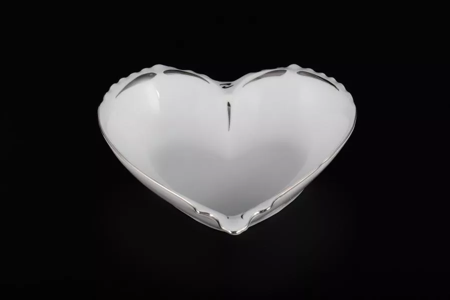 Фото Конфетница сердце 15 см Платиновый узор Корона