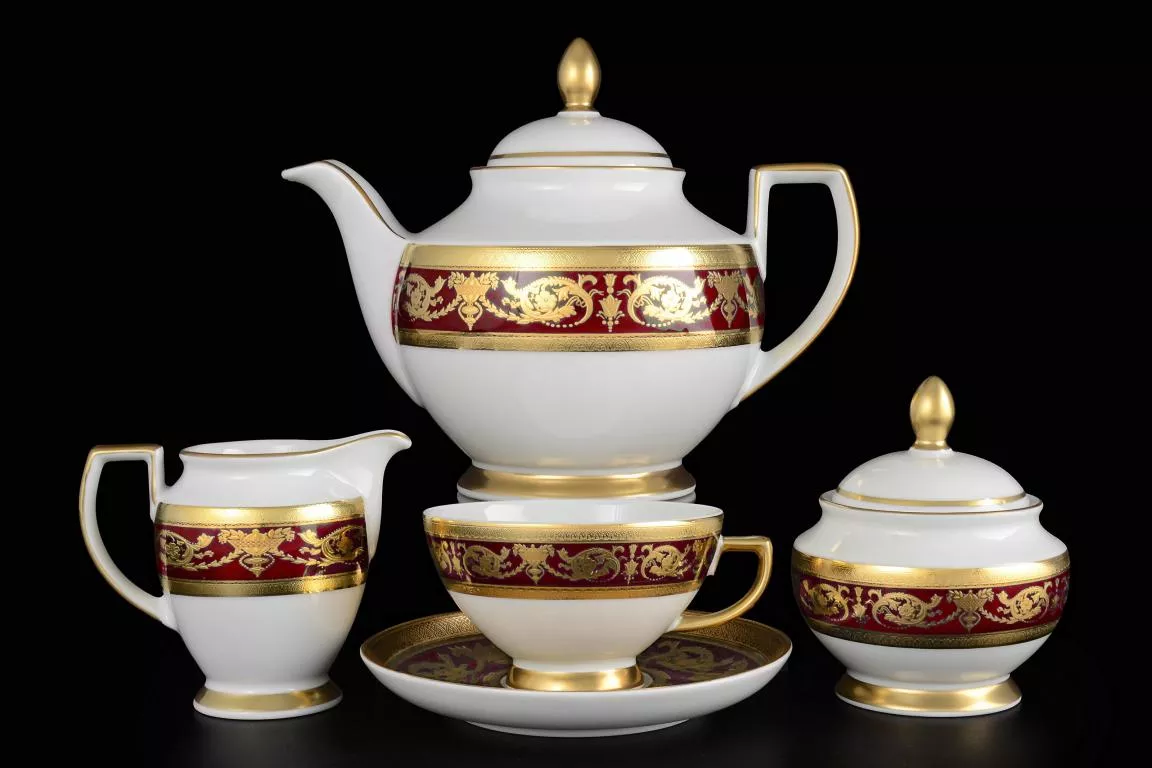Фото Чайный сервиз на 6 персон 17 предметов Imperial Bordeaux Gold