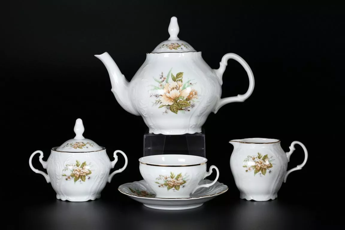 Фото Чайный сервиз на 6 персон 17 предметов Бернадотт Зеленый цветок