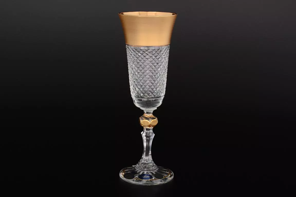 Фото Набор фужеров для шампанского Фелиция 150 мл Sonne Crystal Золото (6 шт)