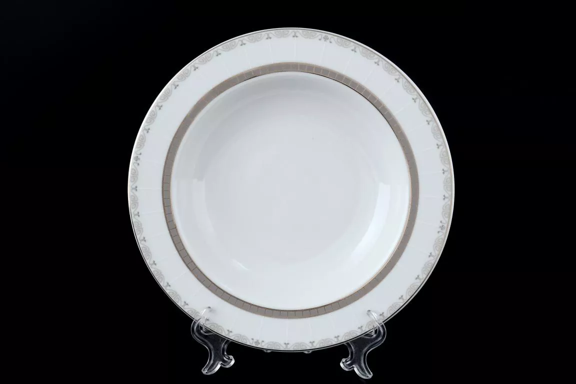 Фото Набор тарелок глубоких 22 см Опал Платиновая лента (6 шт)