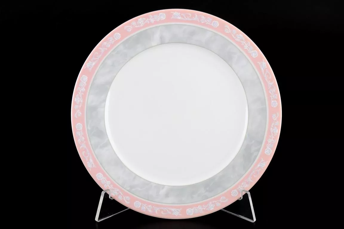 Фото Набор тарелок 17 см Яна Серый мрамор с розовым кантом (6 шт)