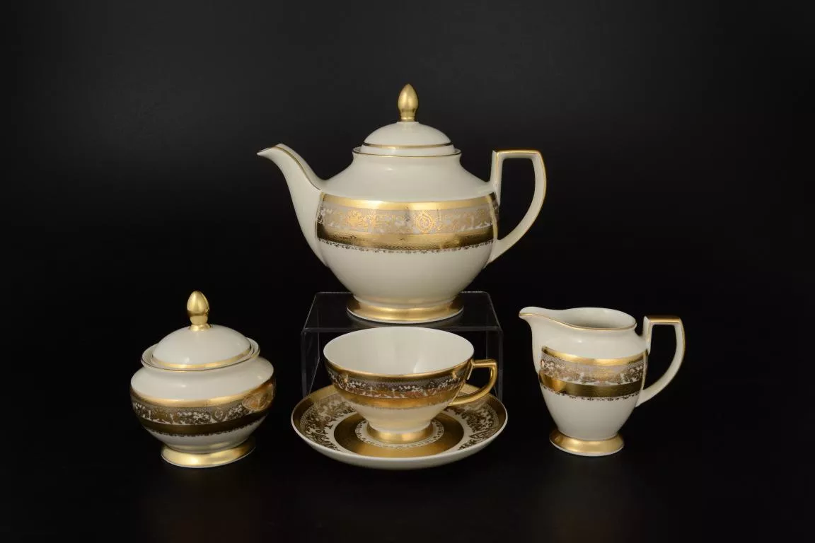 Фото Чайный сервиз на 6 персон 17 предметов Cream Majestic Gold