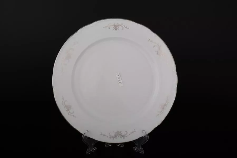 Фото Набор тарелок 21 см Констанция Серый орнамент Отводка платина (6 шт)
