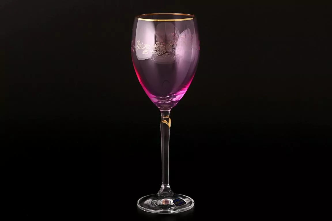 Фото Набор бокалов для вина 250 мл Lilly розовые (6 шт) Кристалекс
