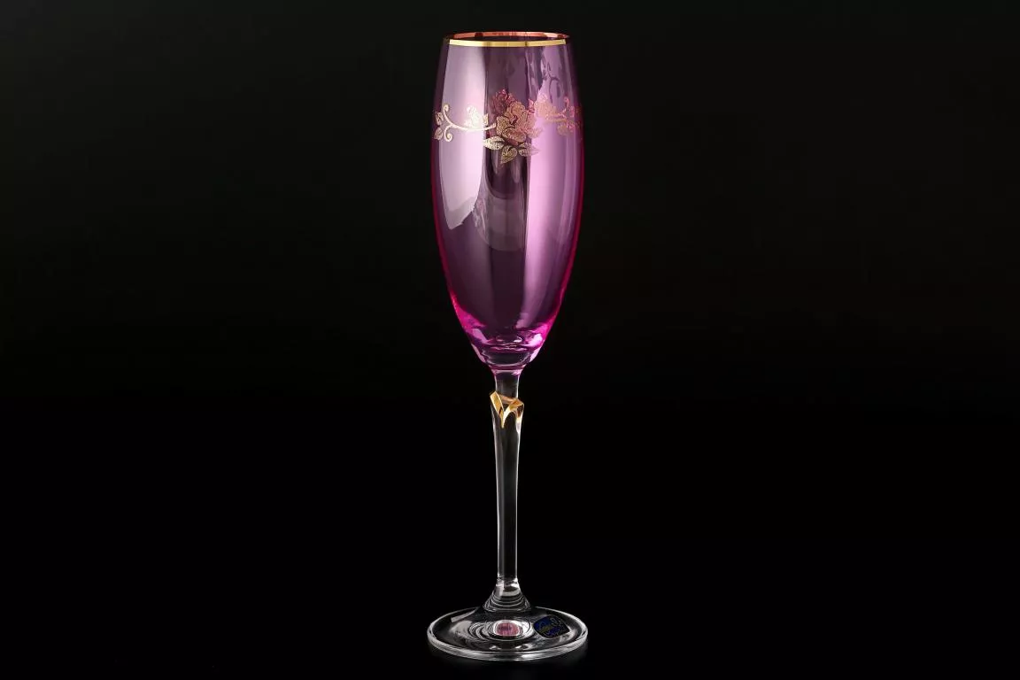 Фото Набор фужеров для шампанского 220 мл Lilly розовые (6 шт) Кристалекс