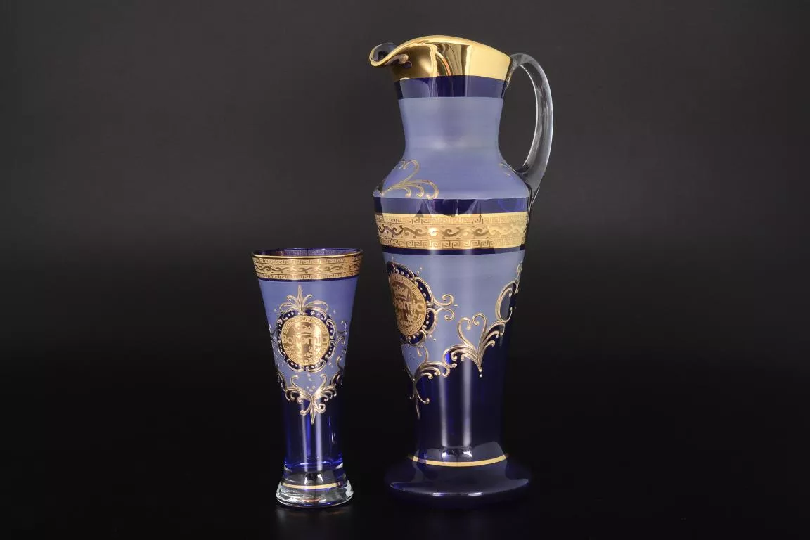 Фото Набор для воды иксовка синяя 7 предметов Версаче Богемия B-G