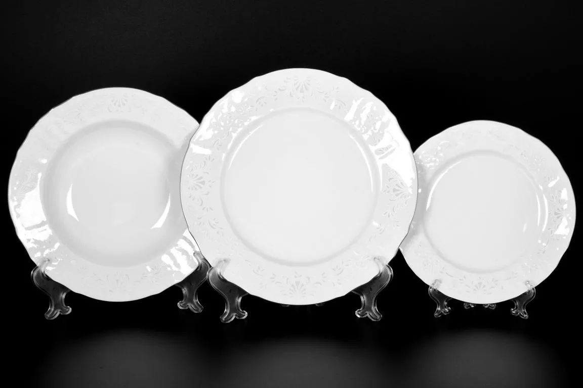 Фото Набор тарелок 18 предметов Бернадотт Платиновый узор