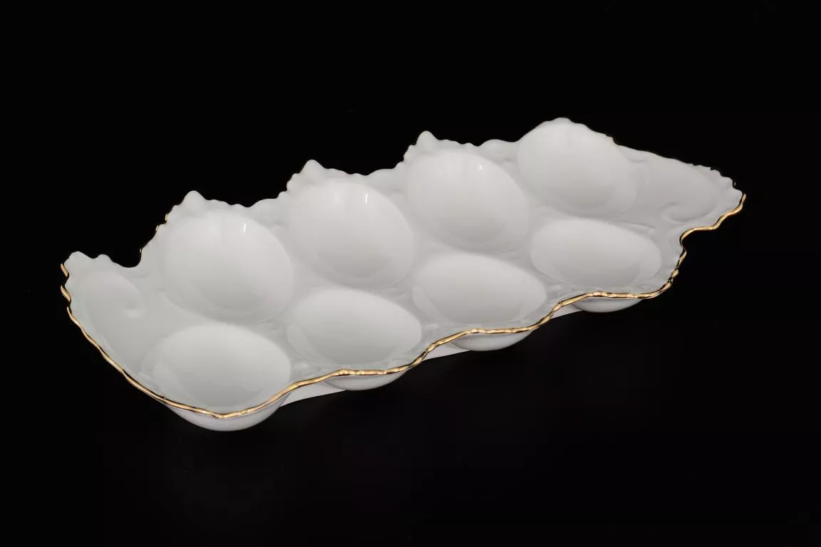 Фото Поднос для яиц 25 см Белый узор Корона