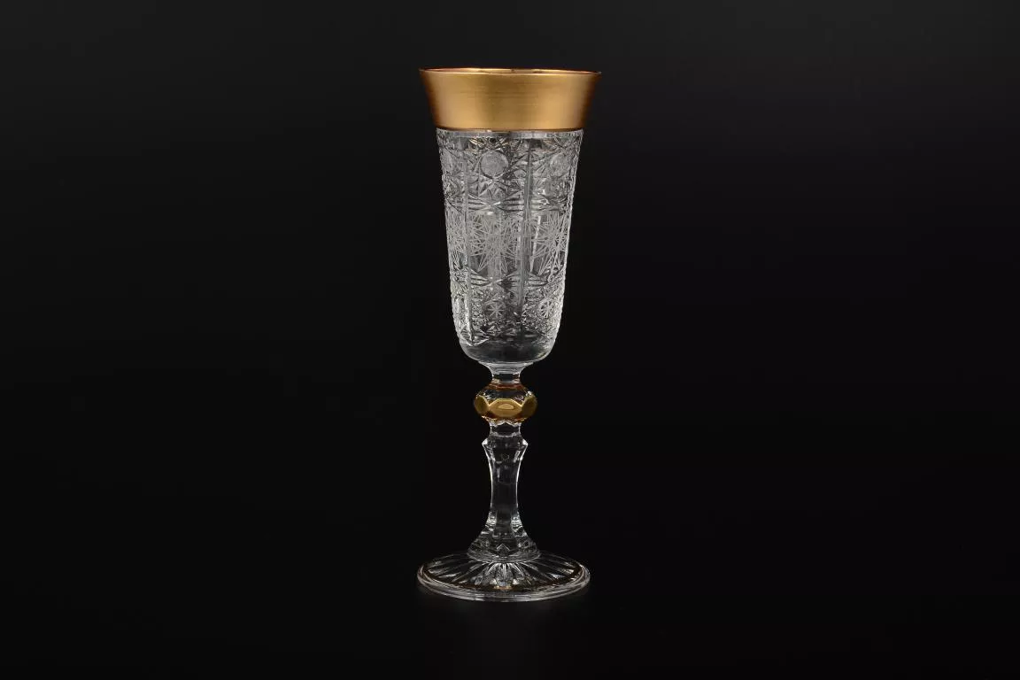 Фото Набор фужеров для шампанского 150 мл Sonne Crystal Золото (6 шт) Артикул 22244