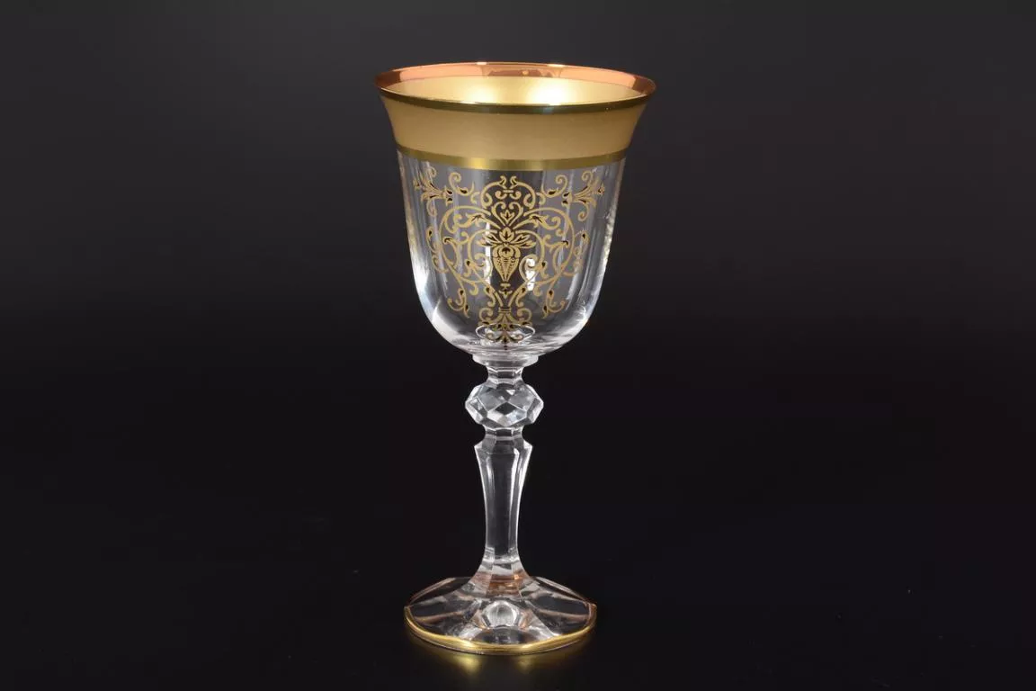 Фото Кристина набор бокалов для вина Матовая полоса золотая роспись (6 шт)