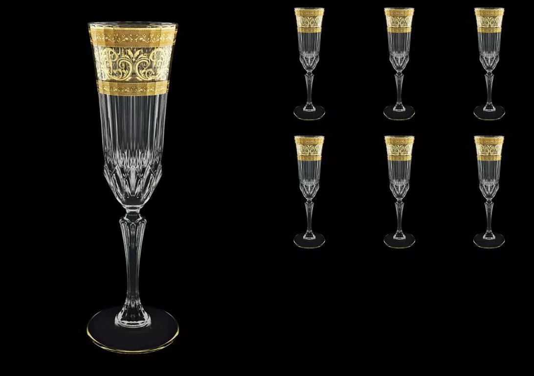 Фото Набор фужеров для шампанского 180 мл Adagio Allegro Golden Light Decor Astra Gold (6 шт)