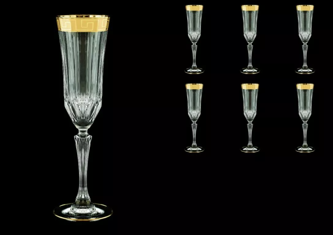 Фото Набор фужеров для шампанского 180 мл Adagio Antique Golden Classic Decor Astra Gold (6 шт)