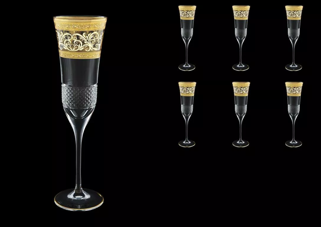 Фото Набор фужеров для шампанского 170 мл Fiesole Allegro Golden Light Decor Astra Gold (6 шт)