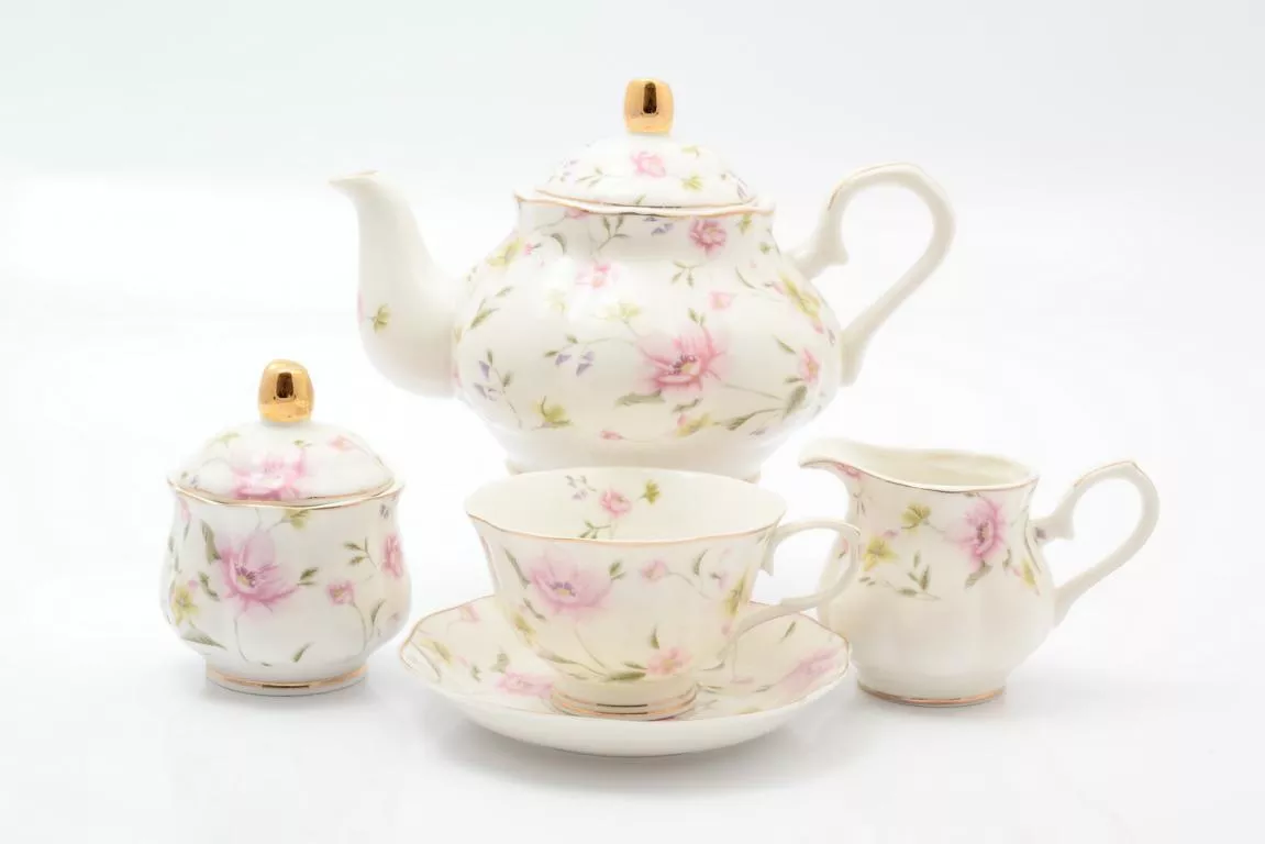 Фото Чайный сервиз 15 предметов Розовые цветы (кор=3наб)