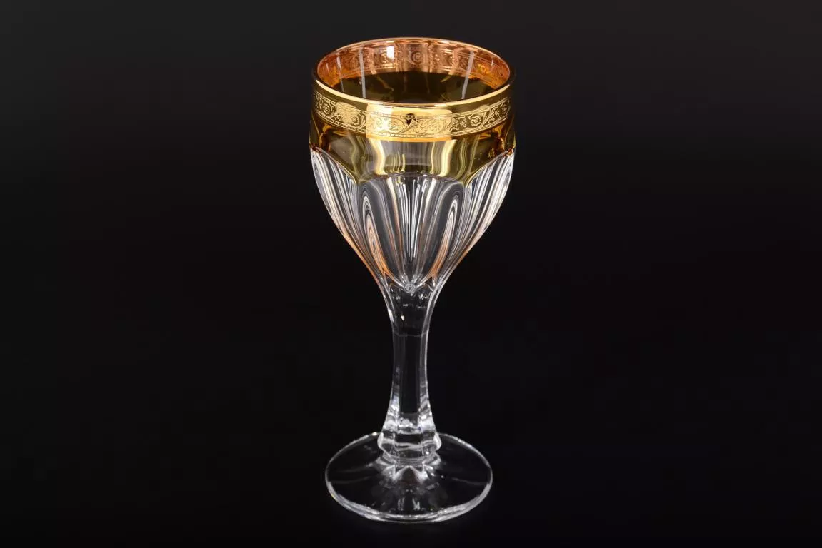 Фото Набор бокалов для вина Сафари желтый (6 шт) Bohemia Gold