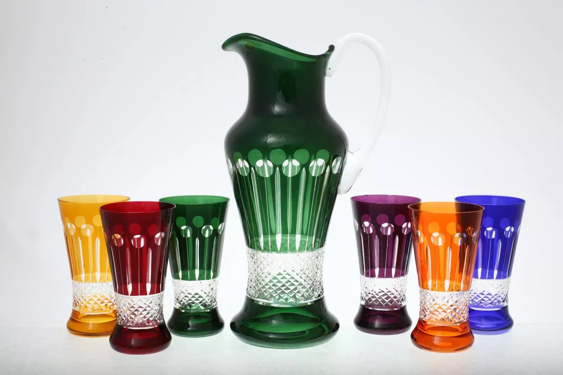Фото Набор 7 предметов графин и стаканы Цветной хрусталь