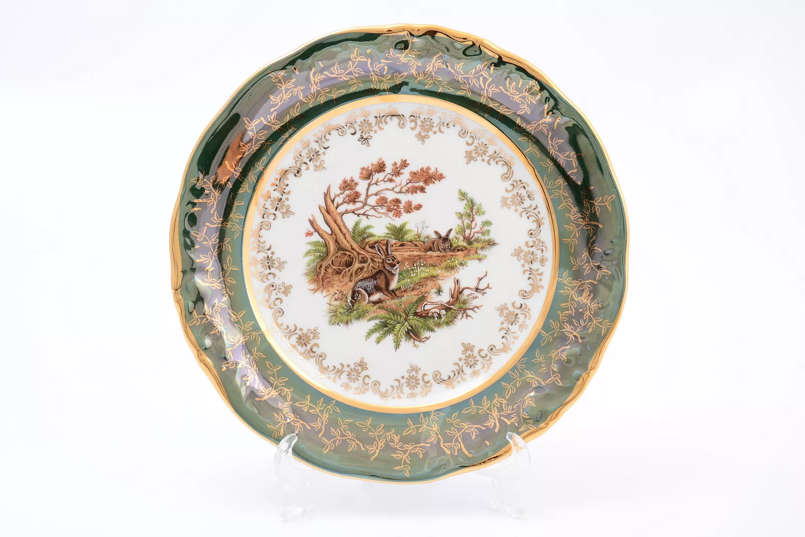 Фото Набор тарелок 21 см Охота Зеленая Sterne porcelan (6 шт)