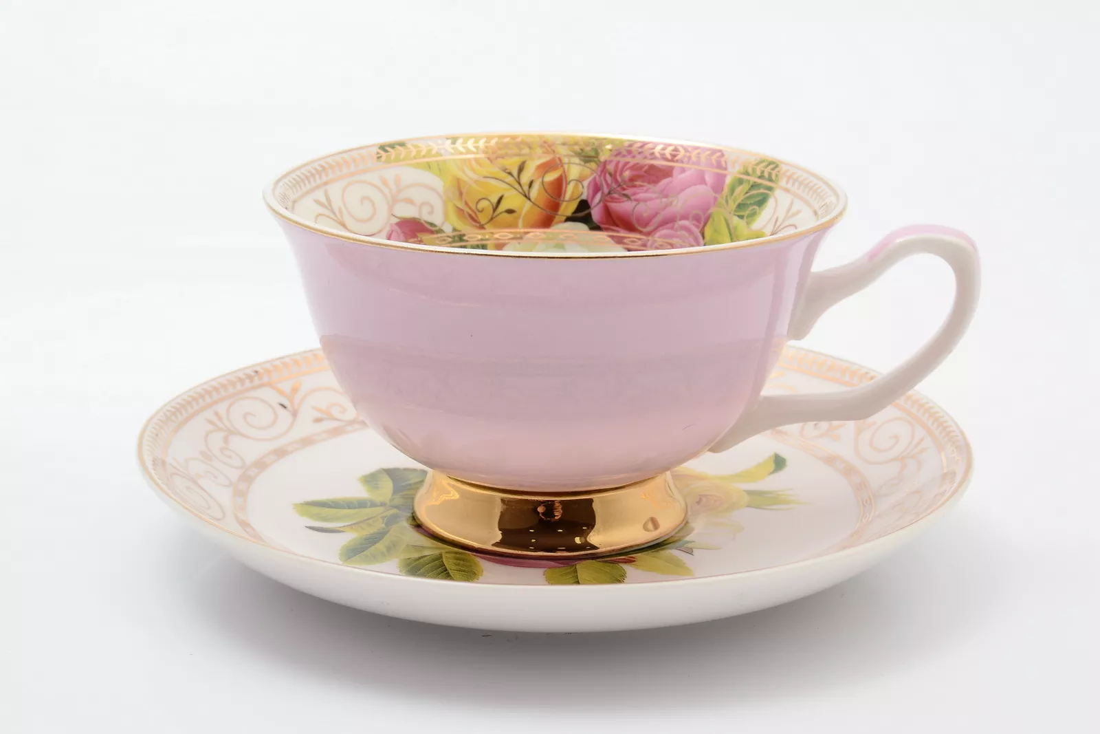 Фото Набор чашка с блюдцем 220 мл 2 предмета Радуга pink (кор-24наб)