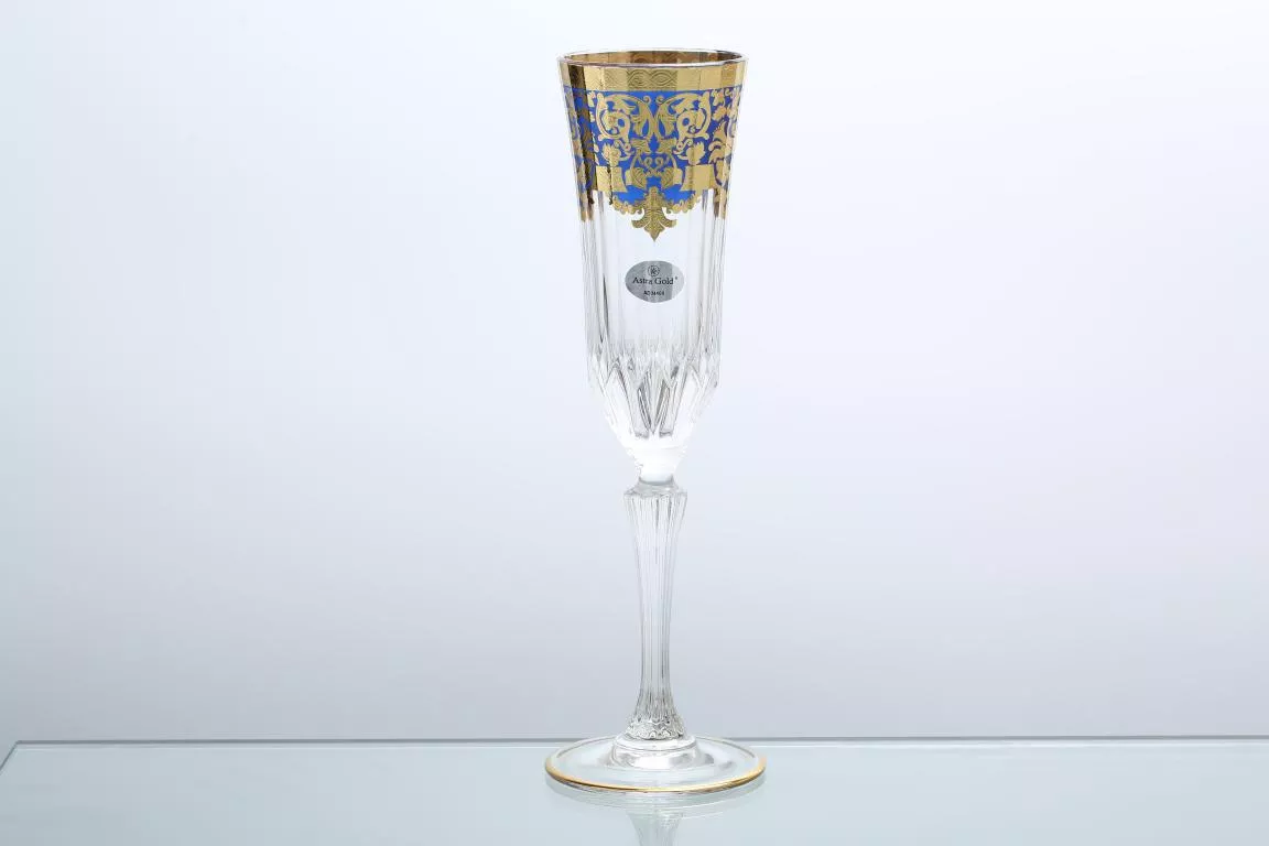 Фото Набор фужеров для шампанского 180 мл Natalia Golden Blue Decor Astra Gold (6 шт)