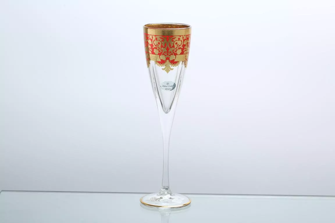 Фото Набор фужеров для шампанского 170 мл Natalia Golden Red Decor Astra Gold (6 шт)