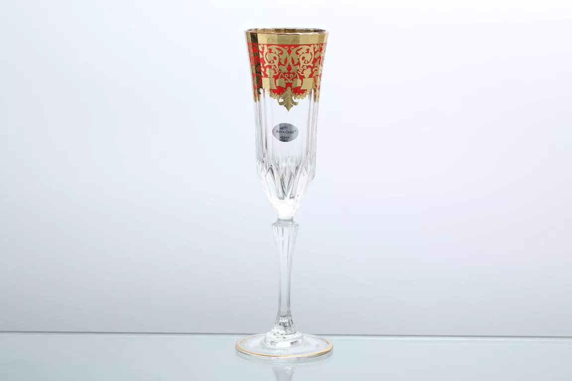 Фото Набор фужеров для шампанского 180 мл Natalia Golden Red Decor Astra Gold (6 шт)