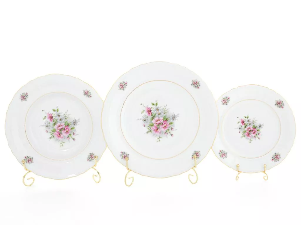 Фото Набор тарелок 18 предметов Соната Розовые цветы