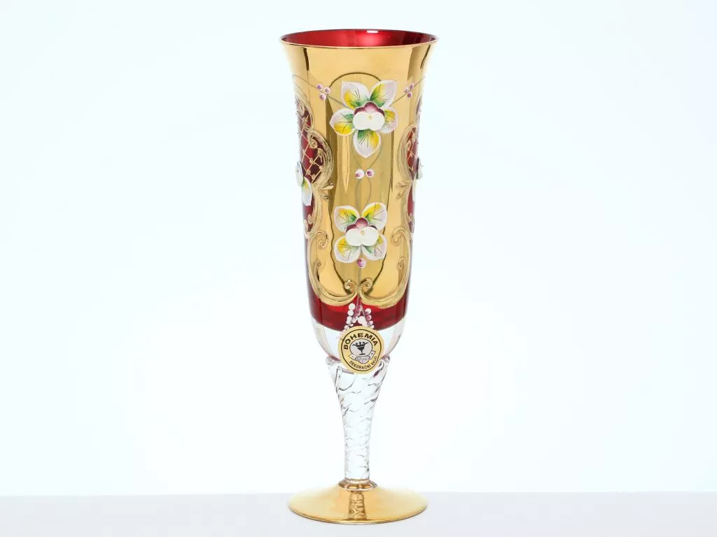 Фото Набор для шампанского "Лепка красная" E-V крученая ножка