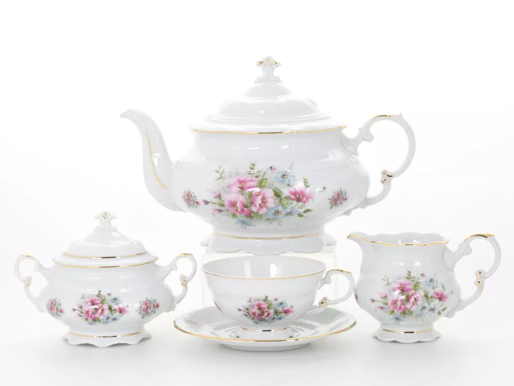 Фото Чайный сервиз на 6 персон 17 предметов Соната Розовые цветы