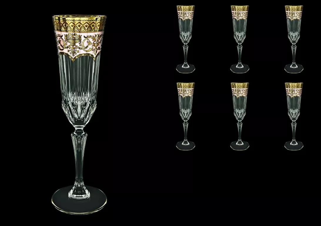 Фото Набор фужеров для шампанского 180 мл Adagio Flora's Empire Golden Ivory Decor Astra Gold (6 шт)