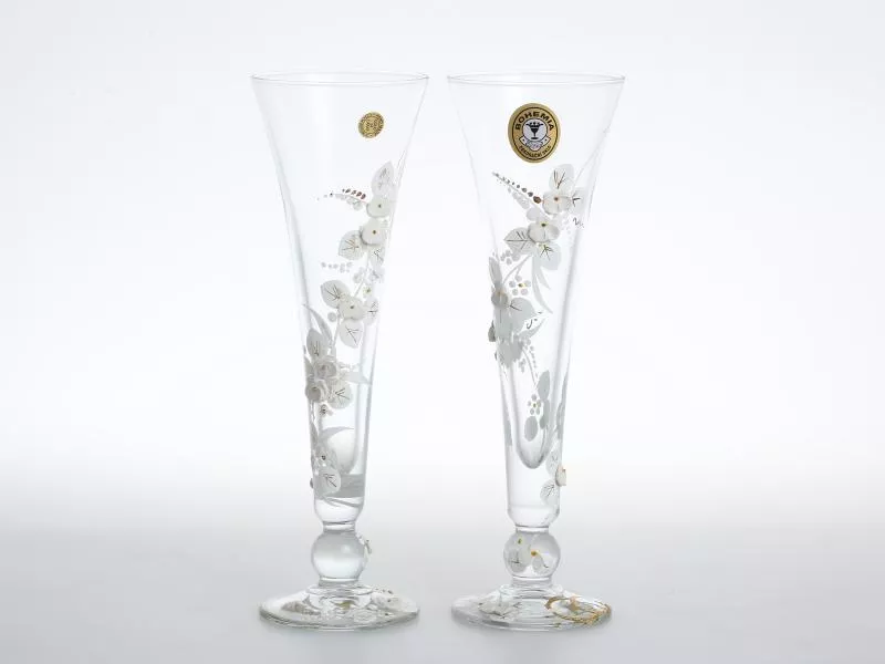 Фото Свадебный набор из 2-х бокалов для шампанского "Лепка прозрачная"
