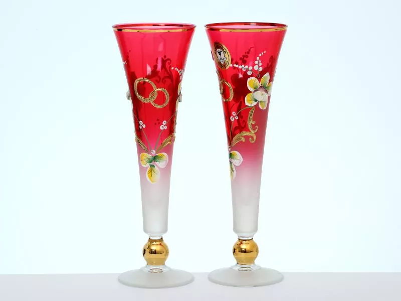 Фото Свадебный набор из 2-х бокалов для шампанского красная