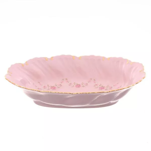 Фото Блюдо овальное глубокое Leander Соната мелкие цветы розовый фарфор 18,5 см