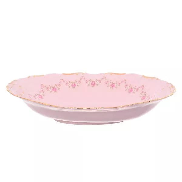Фото Блюдо овальное глубокое Leander Соната мелкие цветы розовый фарфор 26 см