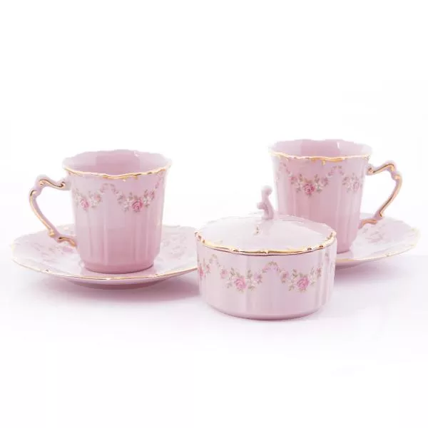 Фото Набор для чая Leander Соната Мелкие цветы Розовый фарфор 6  предметов